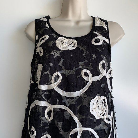 Debra Rodman Sleeveless Black Ivory Overlay Dress - Picture 2 of 8
